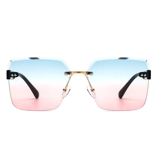 Aspos - Square Rimless Fashion Tinted Women Sunglasses