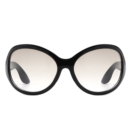 Aurora - Oversize Fashion Curved Large Women Round Sunglasses