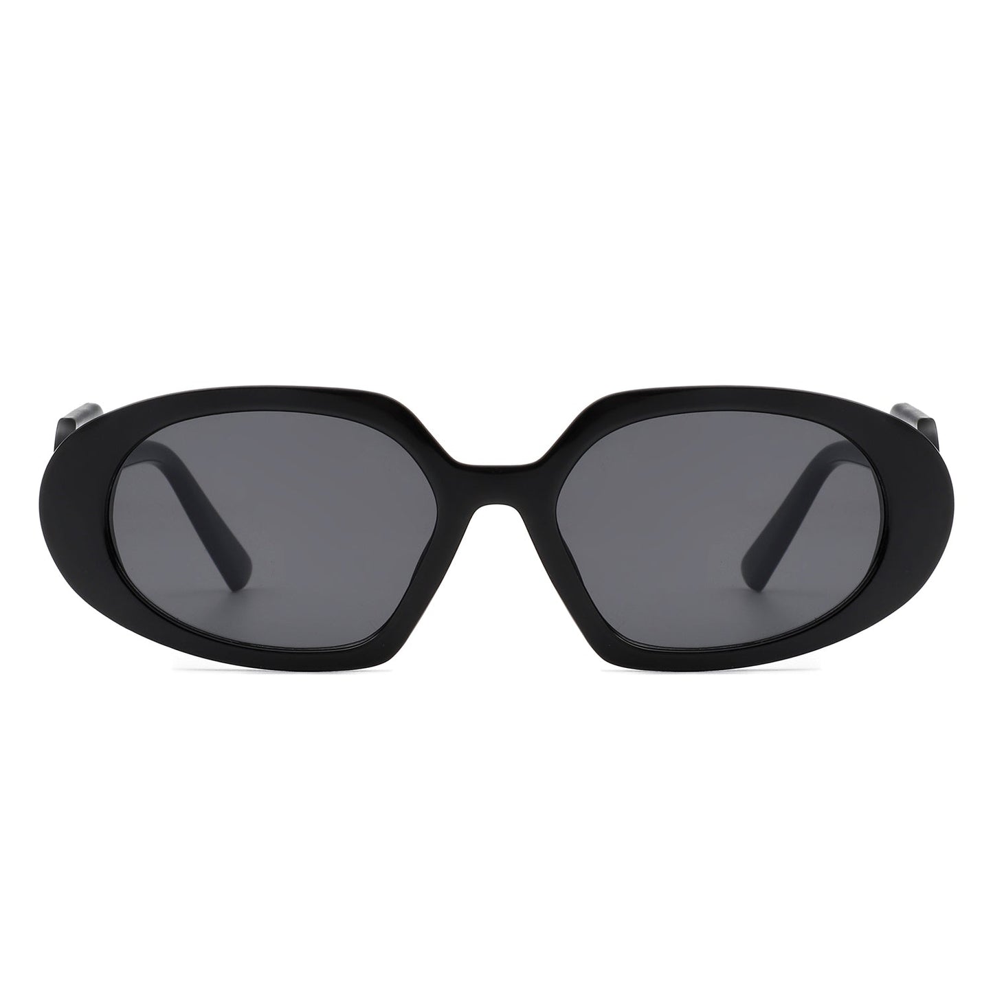 Glittera - Rectangle Retro Oval Chic Round Lens Leaf Design Fashion Sunglasses