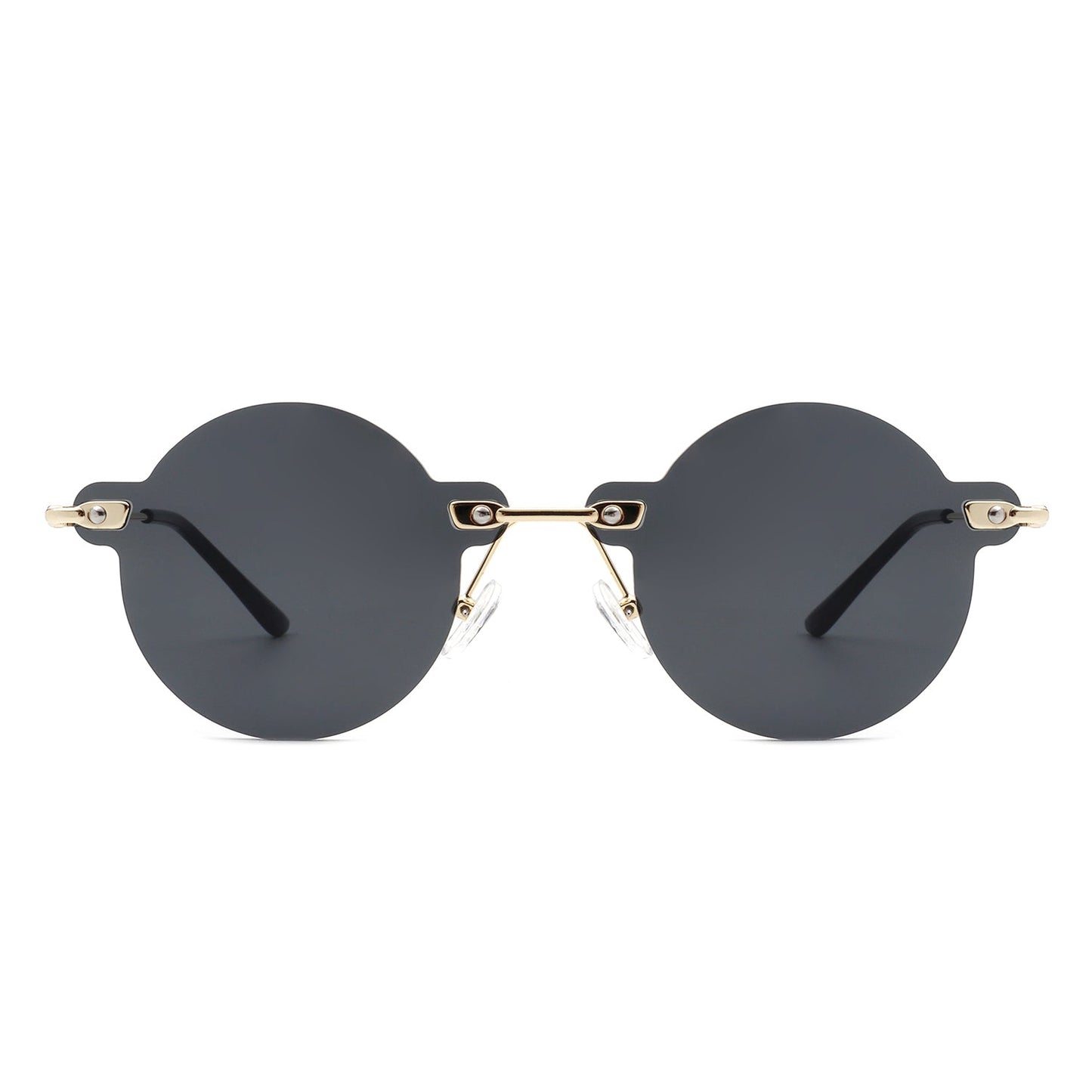 Crescent - Circle Retro Round Rimless Fashion Tinted Vintage Sunglasses