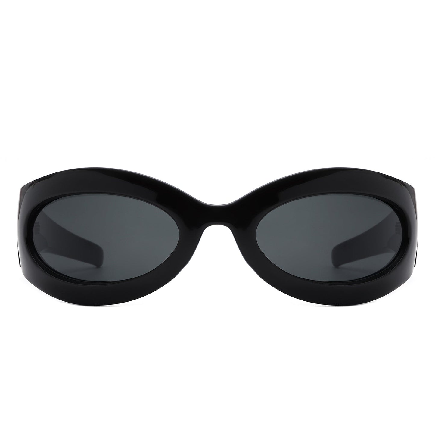 Albion - Retro Oval Wrap Around Round Sunglasses