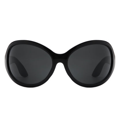 Aurora - Oversize Fashion Curved Large Women Round Sunglasses
