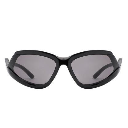 Quanta - Sporty Geometric Rectangle Wrap-Around  Sunglasses