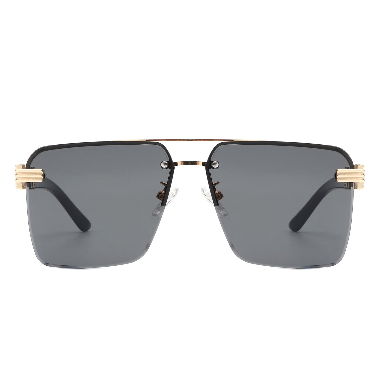 Elysian - Retro Square Rimless Brow-Bar Tinted Fashion Sunglasses