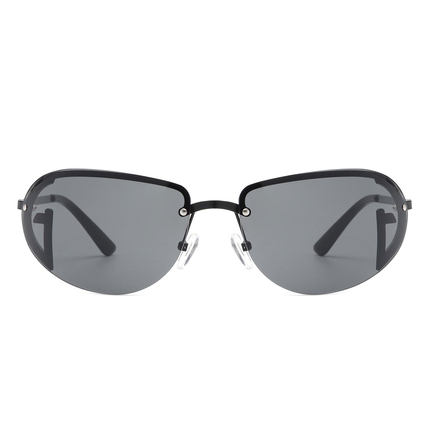 Oceandew - Retro Rimless Oval Tinted Round Sunglasses