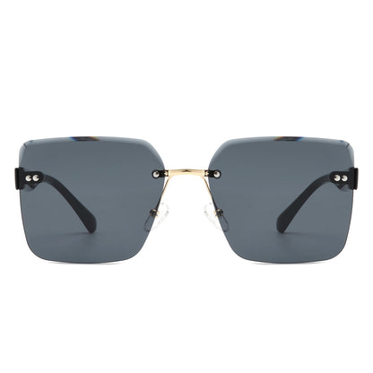 Aspos - Square Rimless Fashion Tinted Women Sunglasses