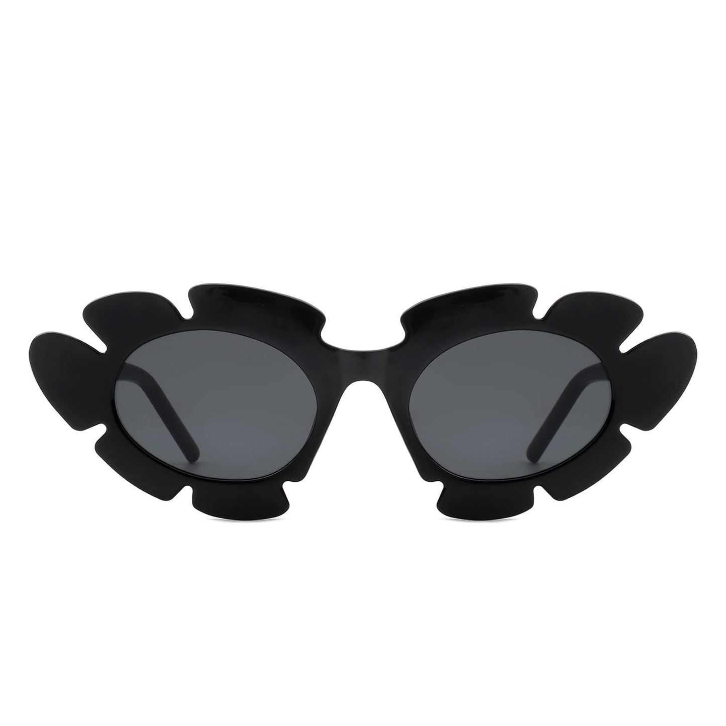 Pixielan - Women Irregular Round Cut-Out Cat Eye Flower Design Fashion Sunglasses