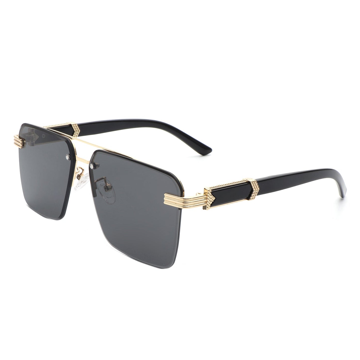Elysian - Retro Square Rimless Brow-Bar Tinted Fashion Sunglasses