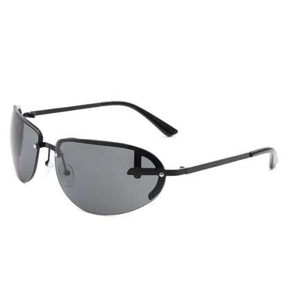 Oceandew - Retro Rimless Oval Tinted Round Sunglasses