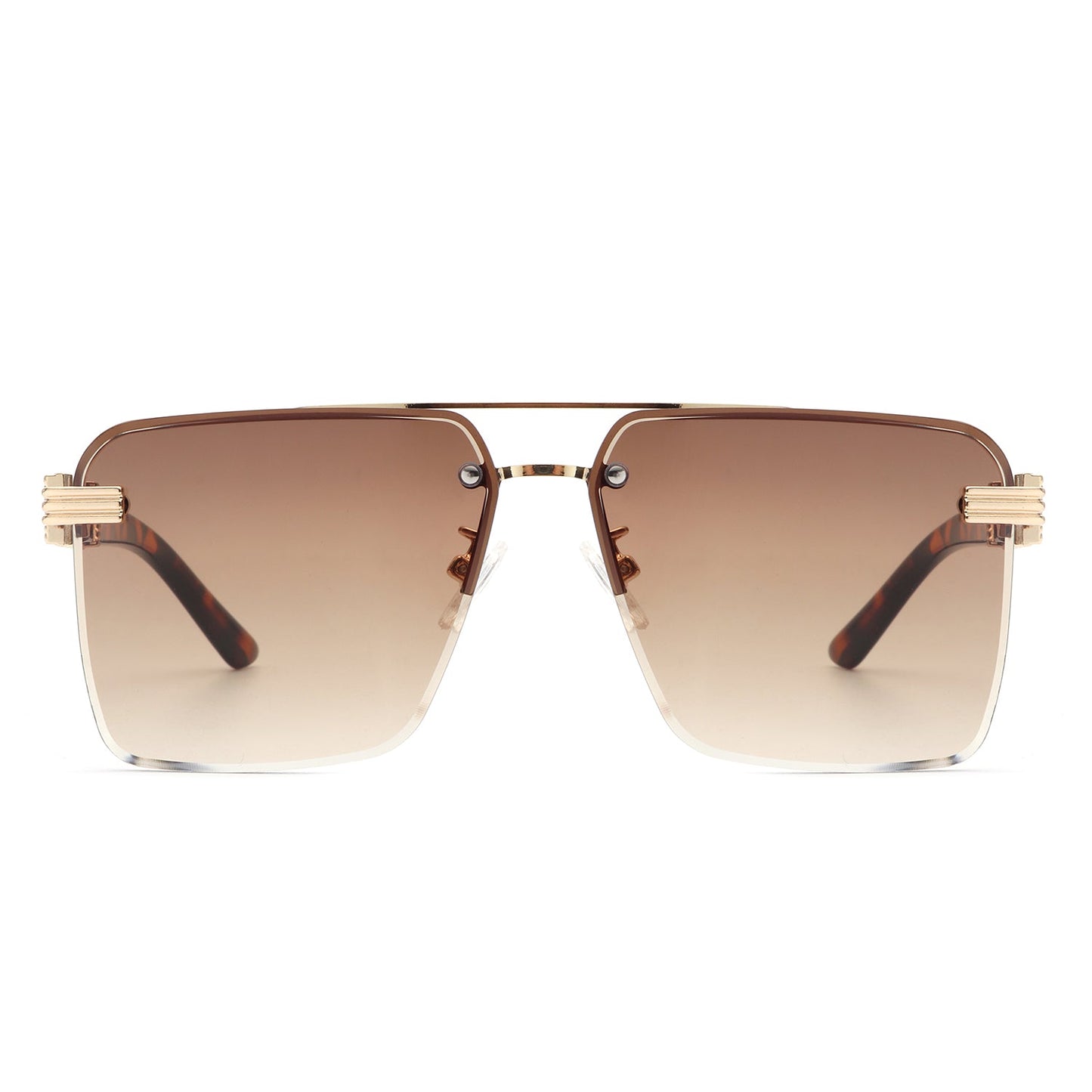 Elysian - Retro Square Rimless Brow-Bar Tinted Fashion Sunglasses