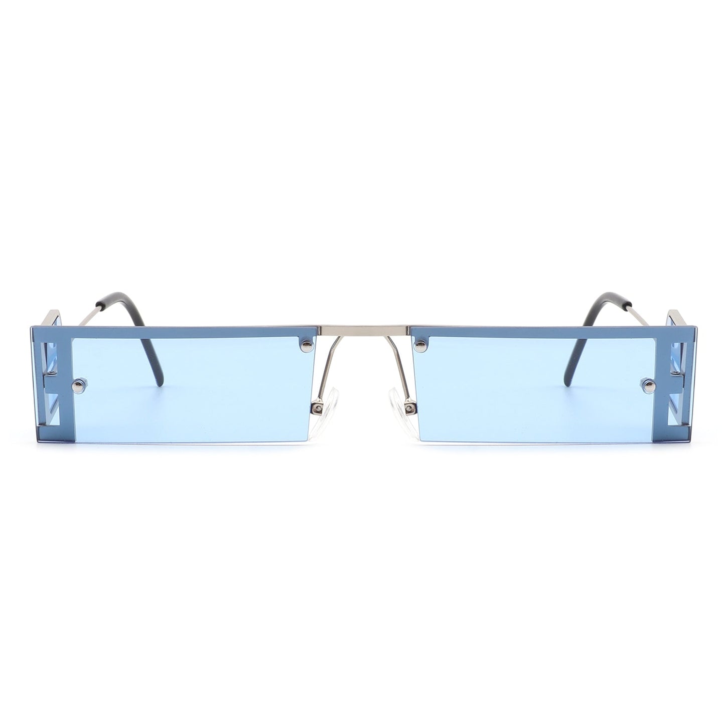 Loro - Rectangle Retro Narrow Slim Flat Top Tinted Sunglasses