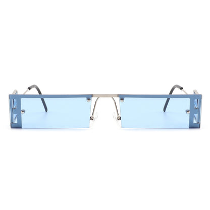 Loro - Rectangle Retro Narrow Slim Flat Top Tinted Sunglasses