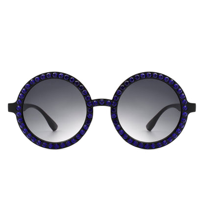 Dreamwey - Round Fashion Rhinestone Circle Oversize Women Sunglasses