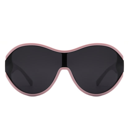 Gwyneth - Retro Oversized Oval Curved Round Sunglasses