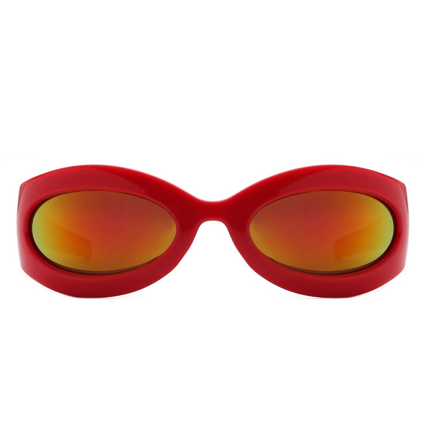 Albion - Retro Oval Wrap Around Round Sunglasses