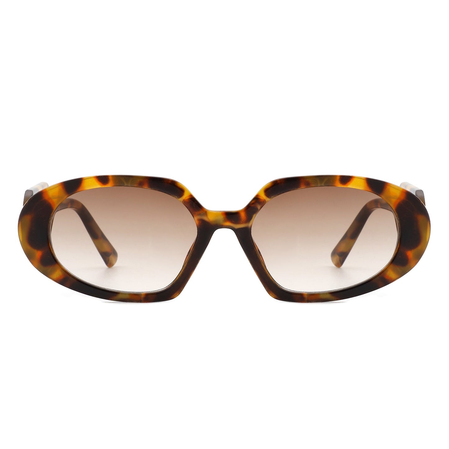 Glittera - Rectangle Retro Oval Chic Round Lens Leaf Design Fashion Sunglasses