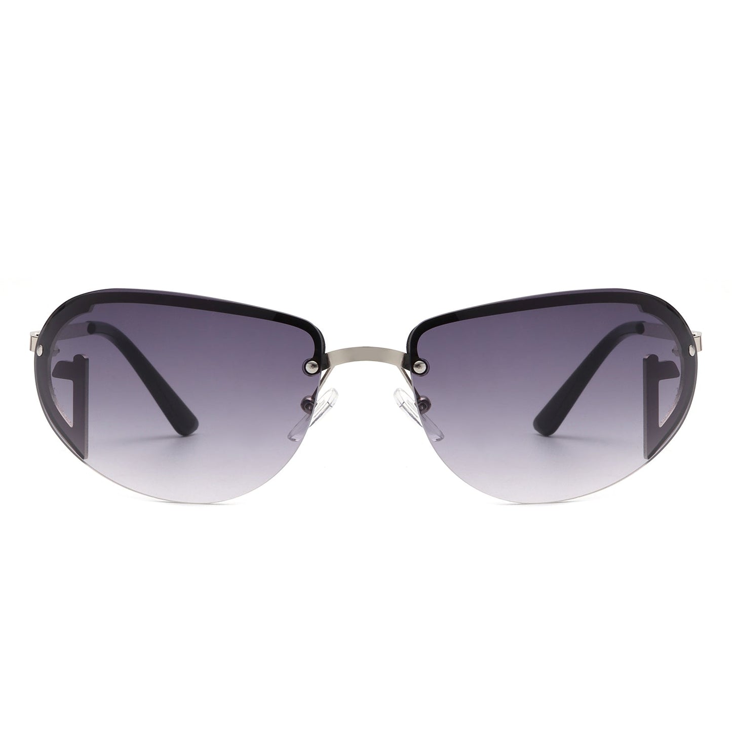 Oceandew - Retro Rimless Oval Tinted Round Sunglasses
