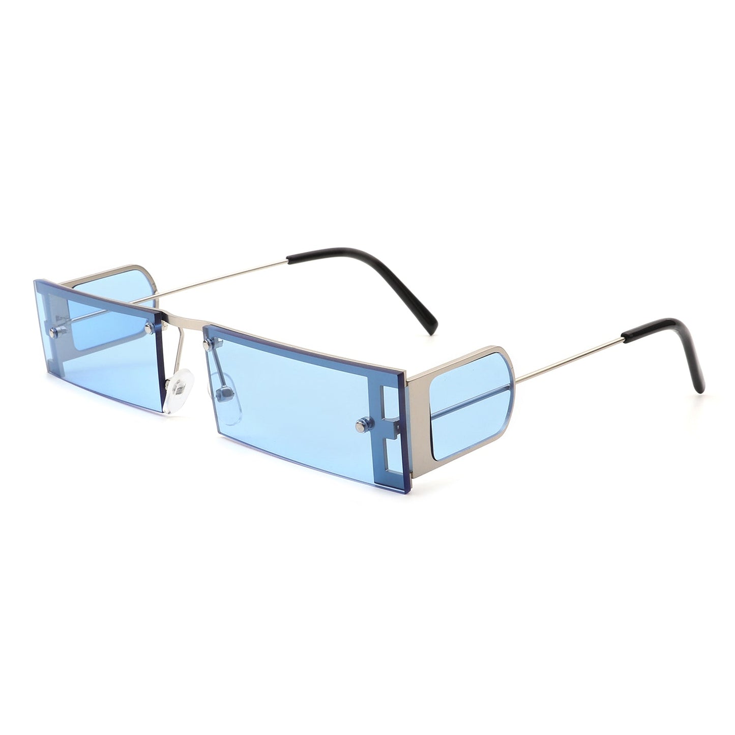 Loro - Rectangle Retro Narrow Slim Flat Top Tinted Sunglasses