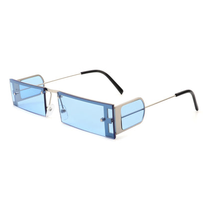 Loro - Rectangle Retro Narrow Slim Flat Top Tinted Sunglasses