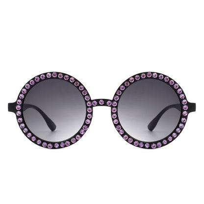 Dreamwey - Round Fashion Rhinestone Circle Oversize Women Sunglasses
