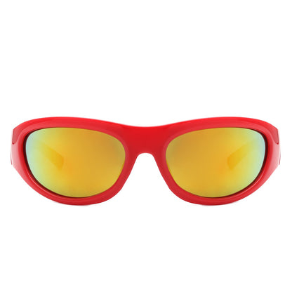 Kaelos - Rectangle Wrap Around Oval Sports Sunglasses