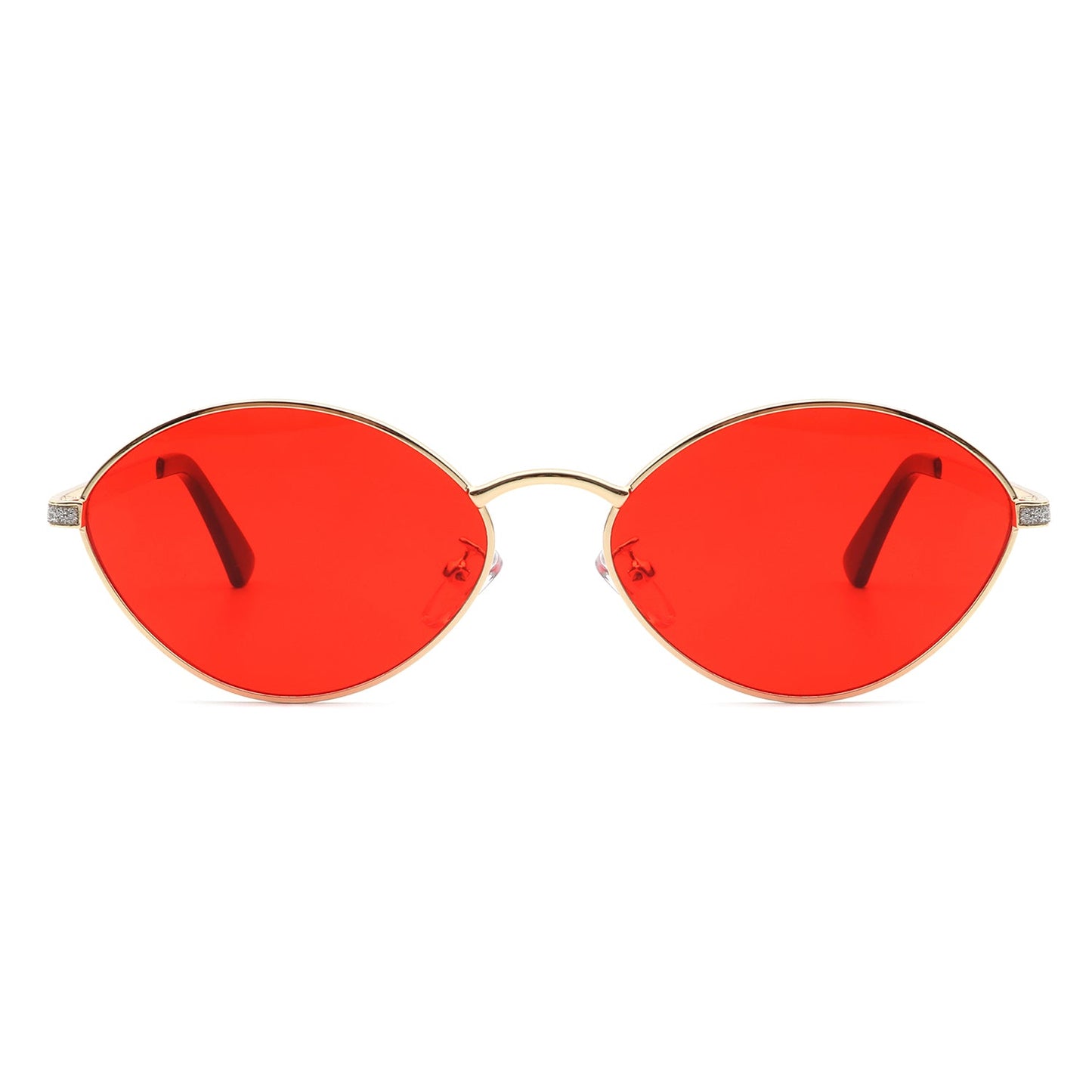 Ufril - Oval Retro Geometric Round Glitter Fashion Sunglasses