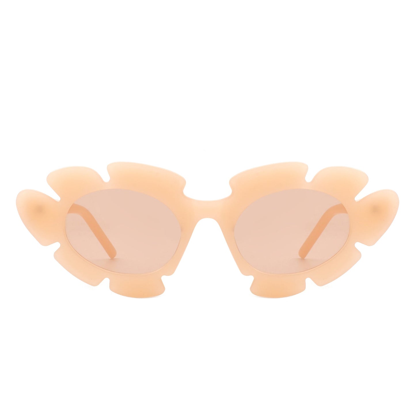Pixielan - Women Irregular Round Cut-Out Cat Eye Flower Design Fashion Sunglasses