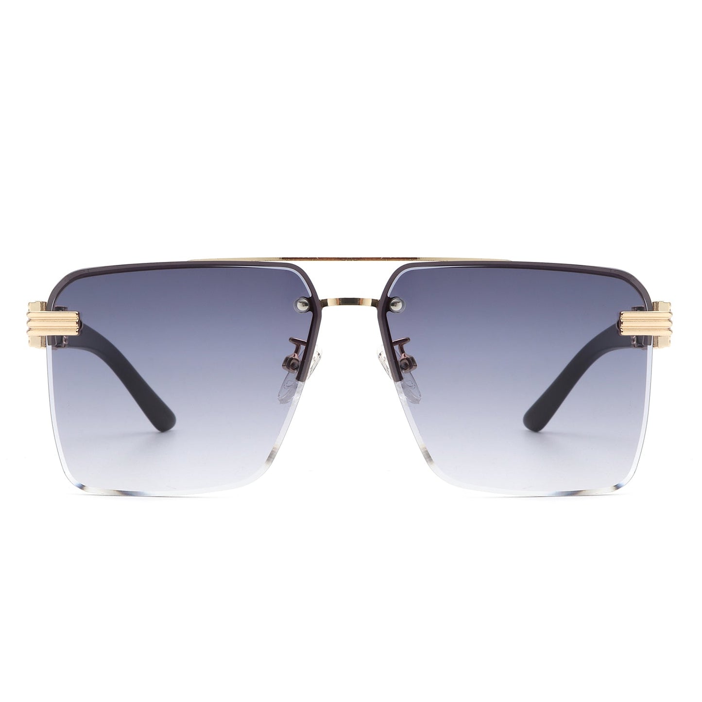 Elysian - Retro Square Rimless Brow-Bar Tinted Fashion Sunglasses