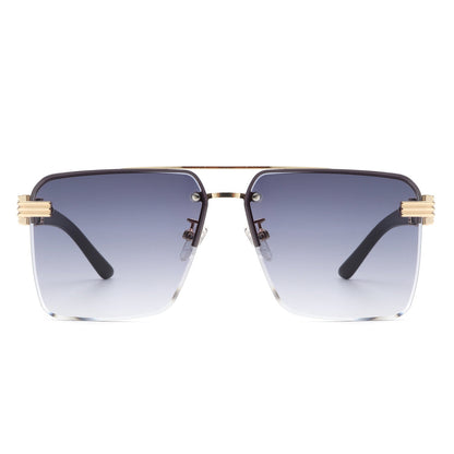 Elysian - Retro Square Rimless Brow-Bar Tinted Fashion Sunglasses
