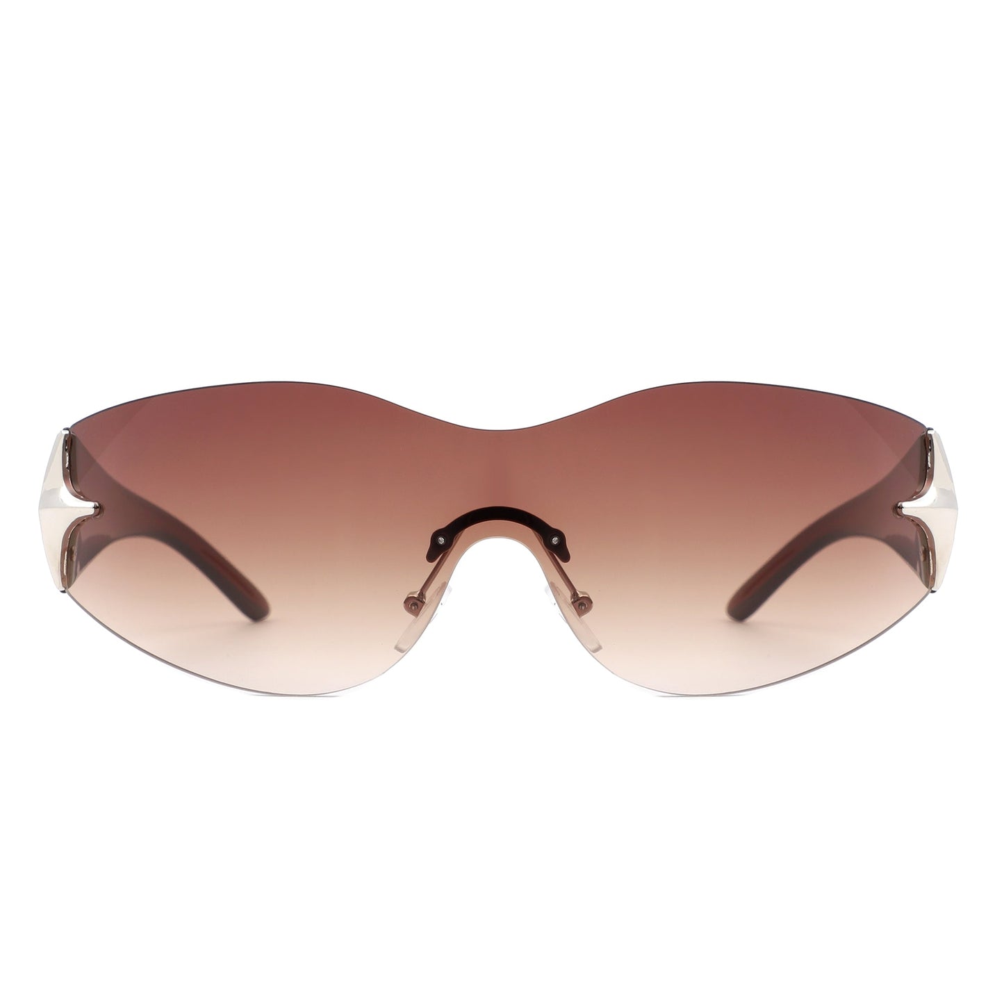 Spark - Sleek Rimless Double Star Fashion Shield Sunglasses