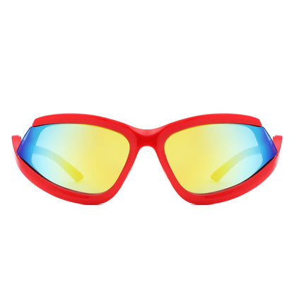 Quanta - Sporty Geometric Rectangle Wrap-Around  Sunglasses