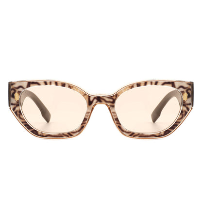 Dawnmist - Geometric Retro Round Irregular Narrow Cat Eye Sunglasses