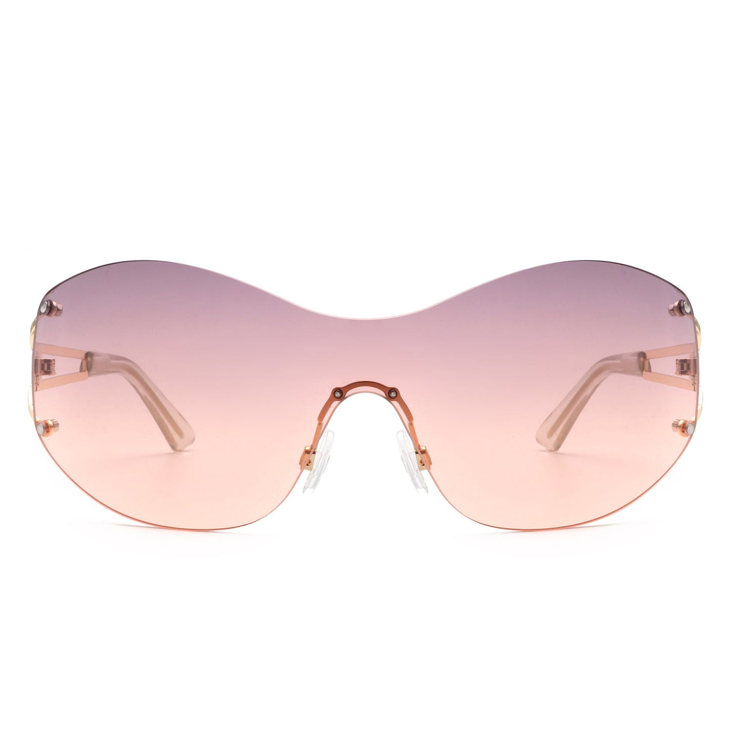 Elandor - Women Rimless Oversize Sleek Oval Fashion Sunglasses