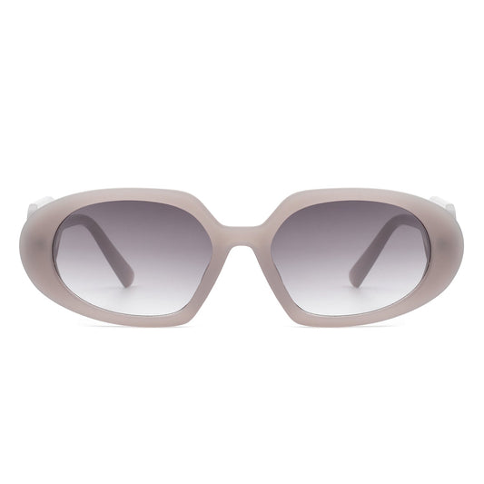 Glittera - Rectangle Retro Oval Chic Round Lens Leaf Design Fashion Sunglasses