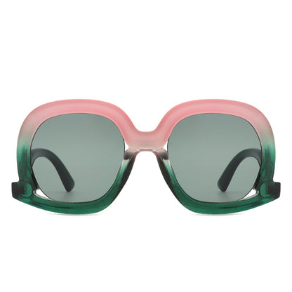 Lumisilk - Oversized Geometric Irregular Round Sunglasses for Women