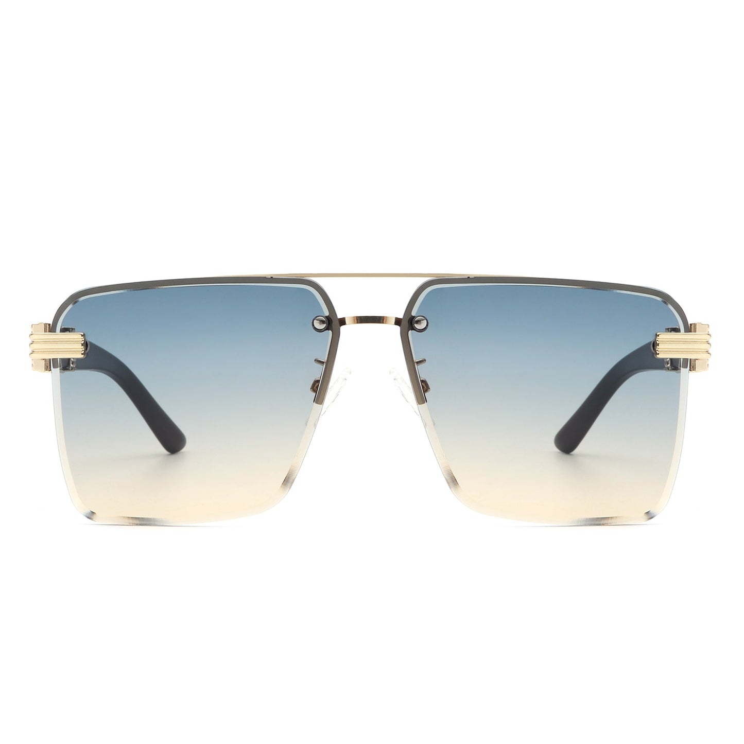 Elysian - Retro Square Rimless Brow-Bar Tinted Fashion Sunglasses