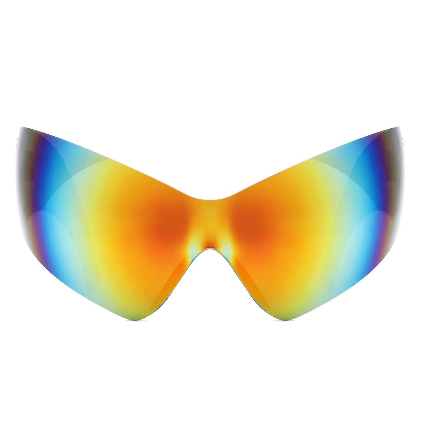 Clutch - Modern Rimless Oversized Color Pop Curved Sunglasses