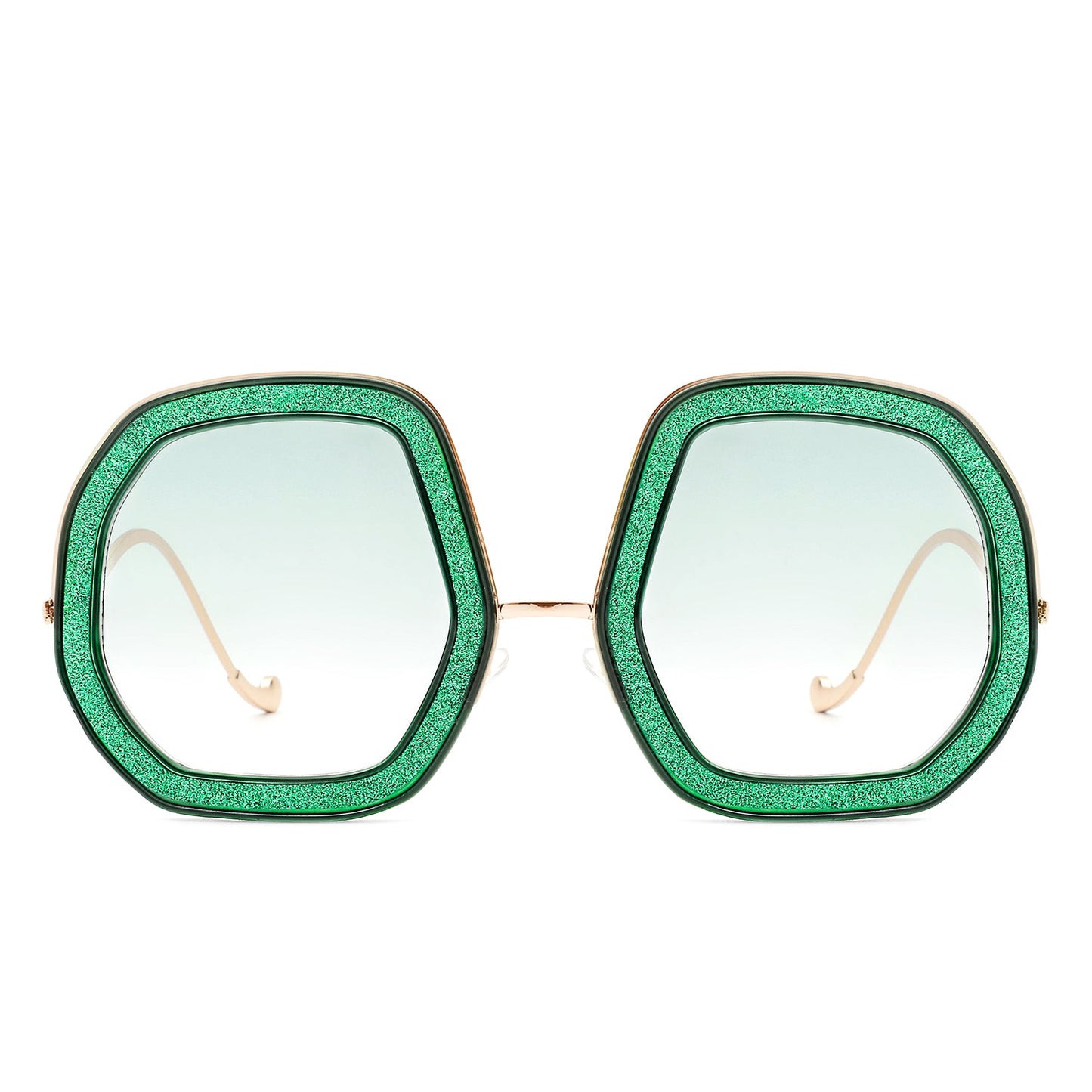 Xanadawn - Women Round Irregular Geometric Glitter Fashion Sunglasses