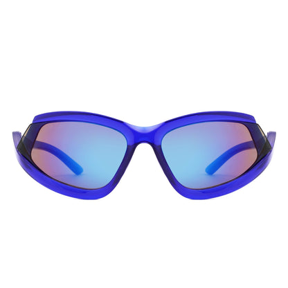 Quanta - Sporty Geometric Rectangle Wrap-Around  Sunglasses