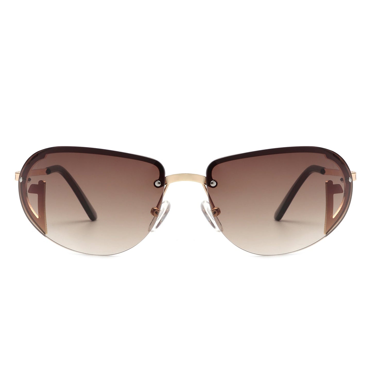 Oceandew - Retro Rimless Oval Tinted Round Sunglasses