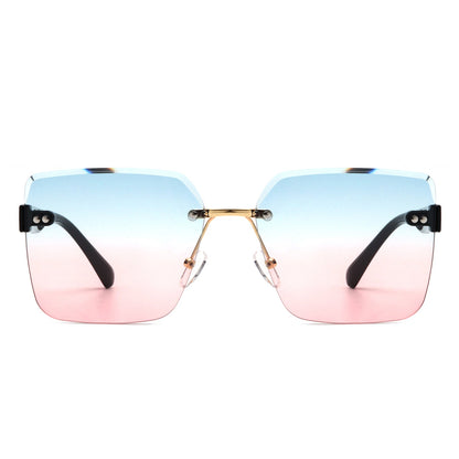 Aspos - Square Rimless Fashion Tinted Women Sunglasses