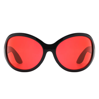 Aurora - Oversize Fashion Curved Large Women Round Sunglasses