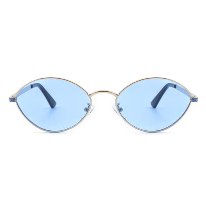 Ufril - Oval Retro Geometric Round Glitter Fashion Sunglasses