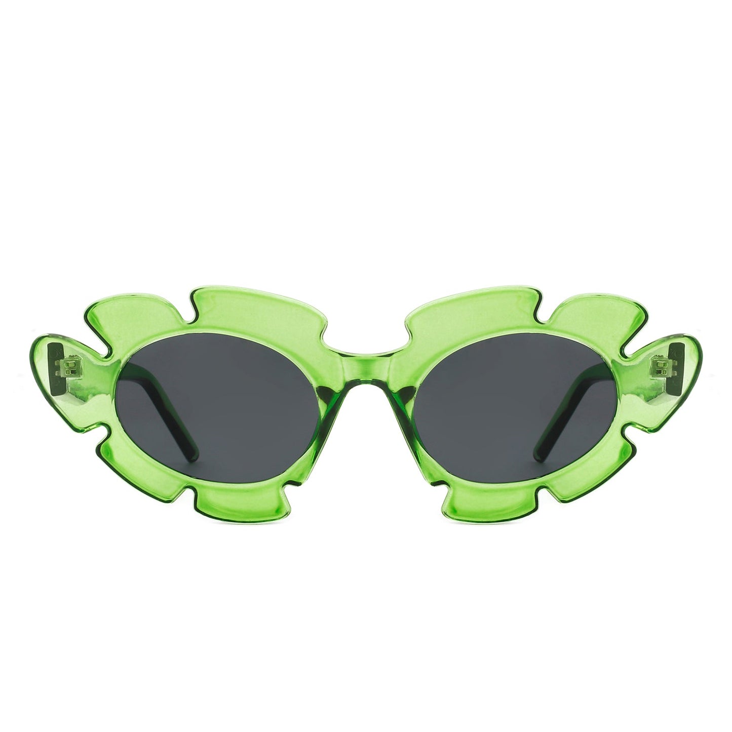 Pixielan - Women Irregular Round Cut-Out Cat Eye Flower Design Fashion Sunglasses