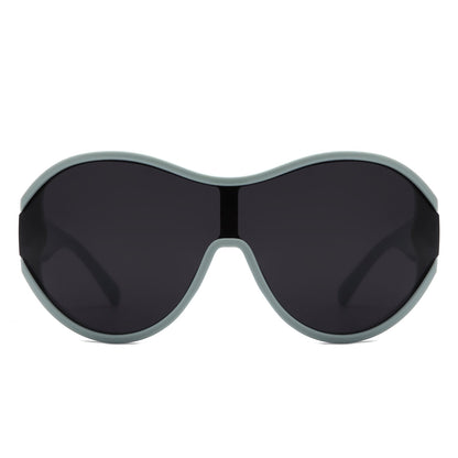 Gwyneth - Retro Oversized Oval Curved Round Sunglasses