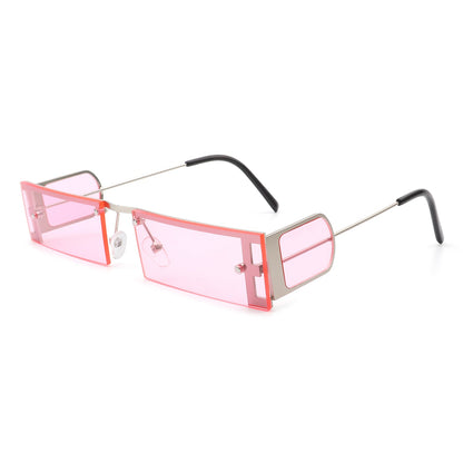 Loro - Rectangle Retro Narrow Slim Flat Top Tinted Sunglasses