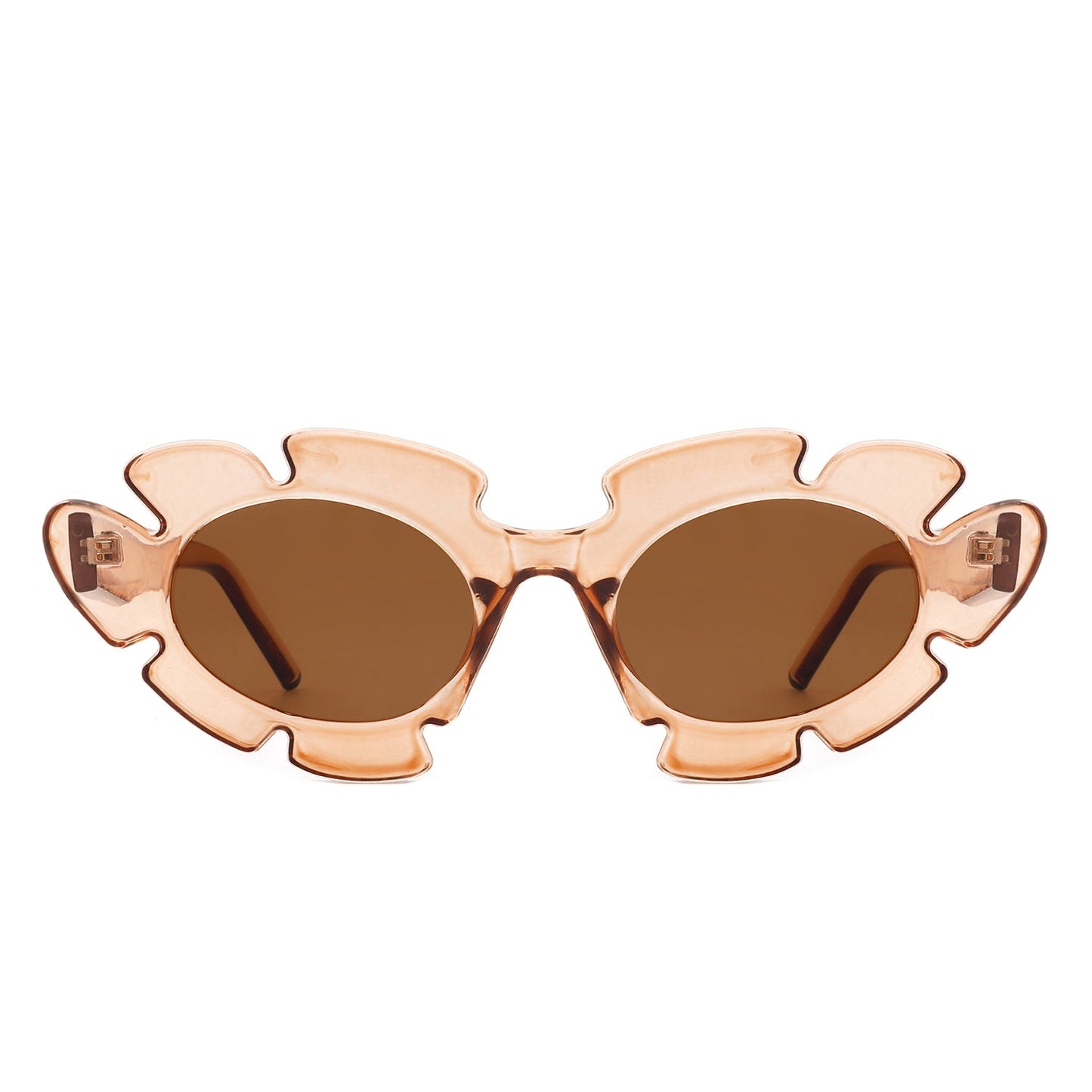 Pixielan - Women Irregular Round Cut-Out Cat Eye Flower Design Fashion Sunglasses