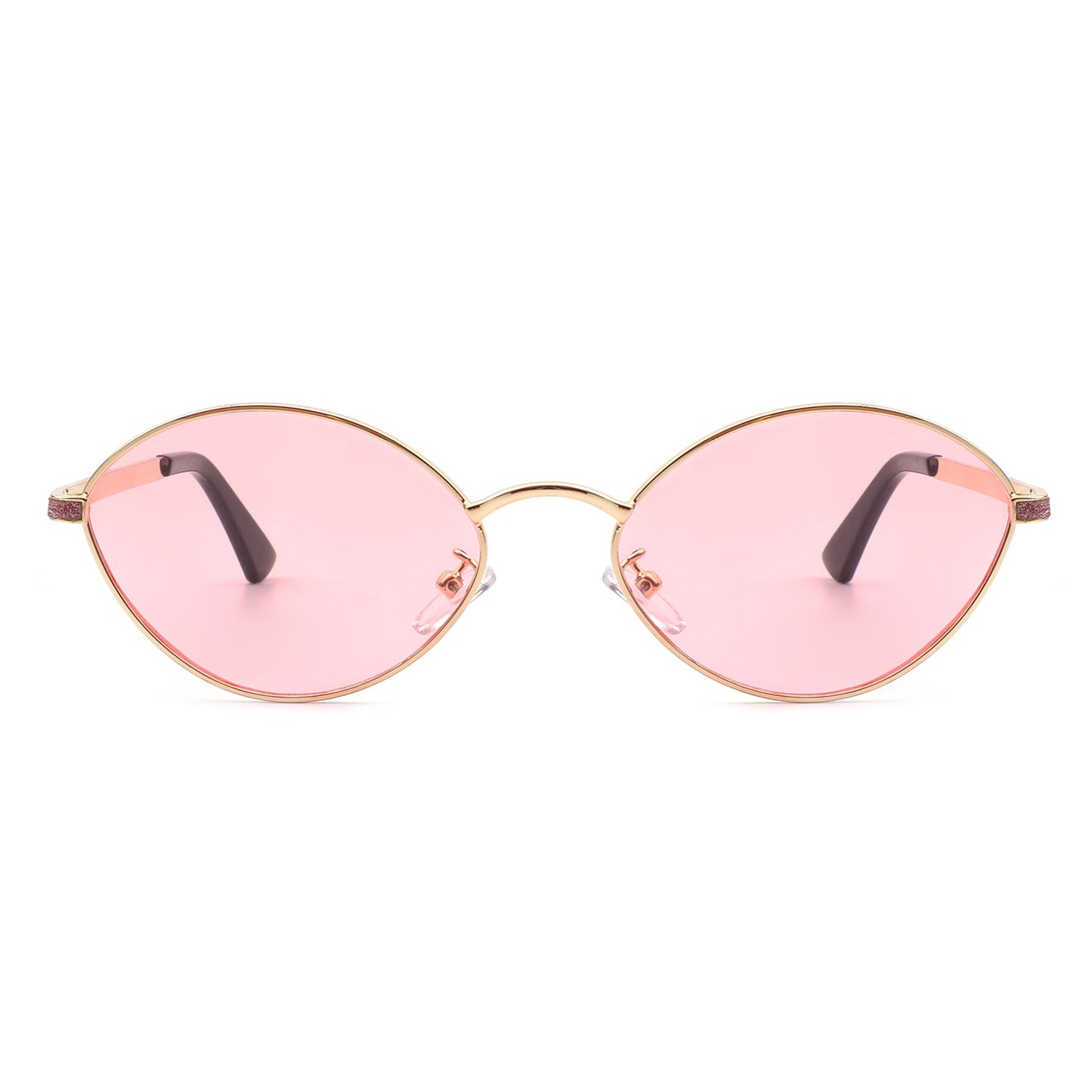 Ufril - Oval Retro Geometric Round Glitter Fashion Sunglasses