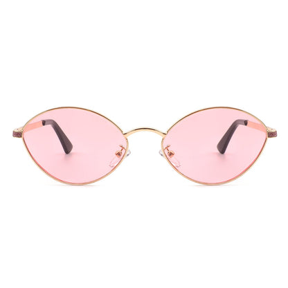 Ufril - Oval Retro Geometric Round Glitter Fashion Sunglasses