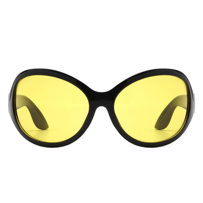 Aurora - Oversize Fashion Curved Large Women Round Sunglasses